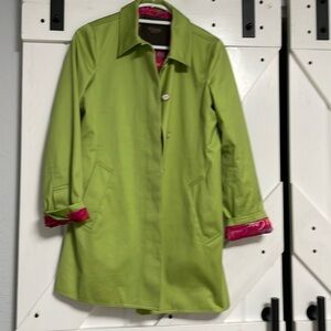 Coach rain jacket. Green with multi color bright Coach logo